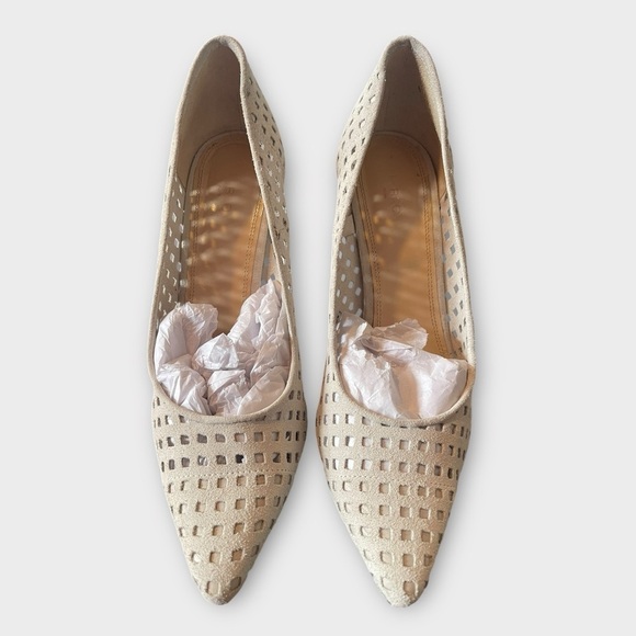 IRO Larson Perforated Suede Pointed Toe Pumps Ecru Size EU 39 - Picture 8 of 12